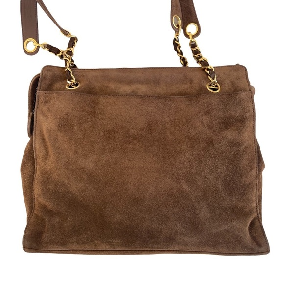 Authentic Vintage Chanel Timeless Chain Brown Suede Shoulder Bag - Picture 8 of 16